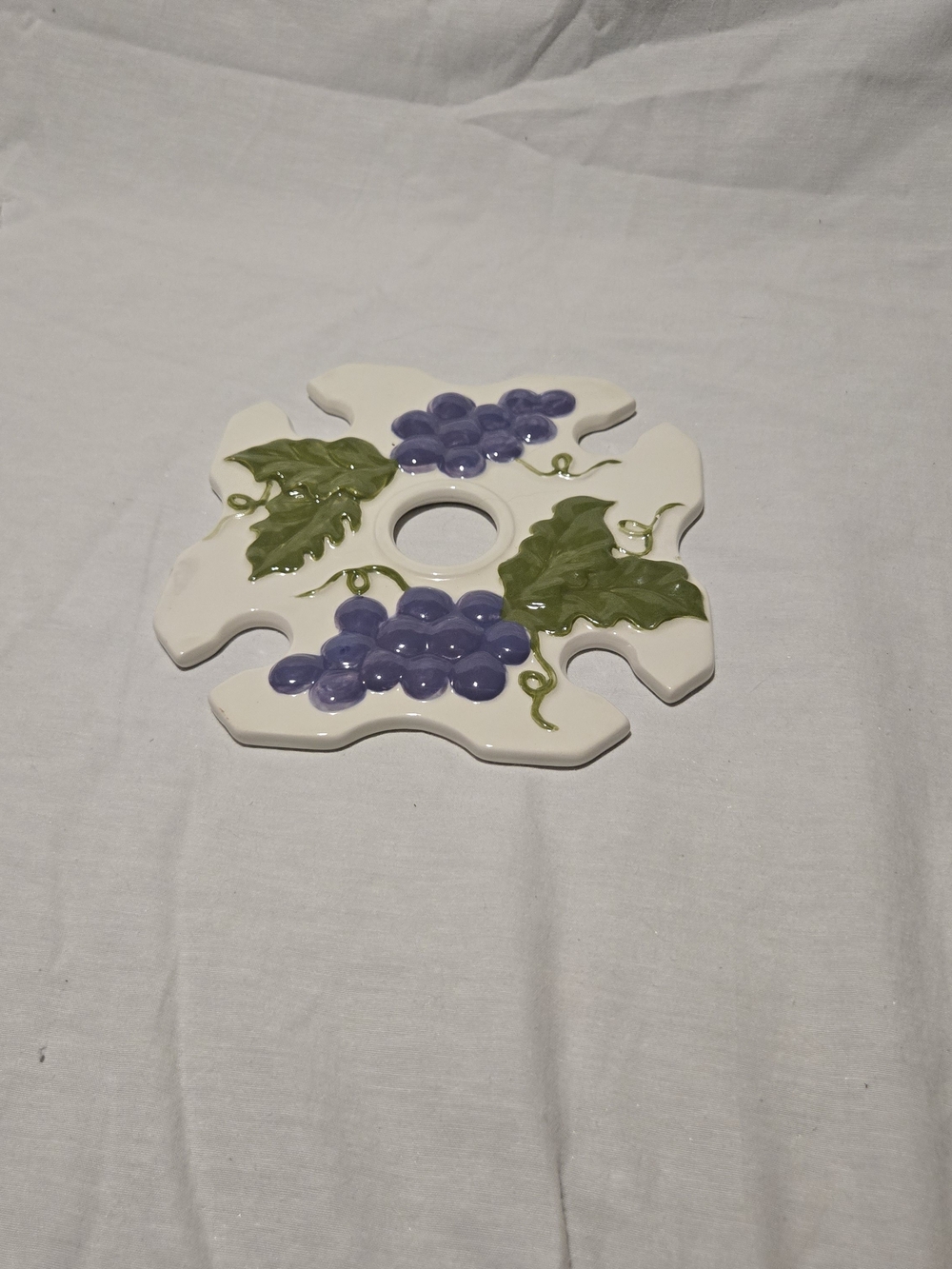 Vintage Ceramic Grape Wine Butler & Stemware Glass Caddy Gift Exchange Idea